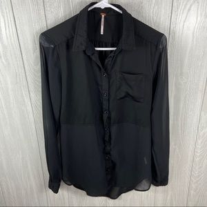 Free People Button Down Sheer Bottom Top